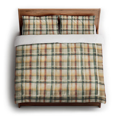 Madras Plaid Taupe Green in King (104" x 88") Size