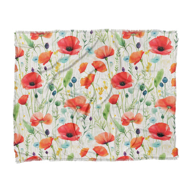 Watercolor Poppies in King (104" x 88") Size
