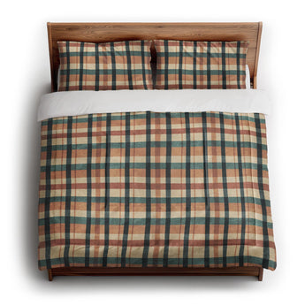 Brenton Plaid Taupe Teal in King (104" x 88") Size