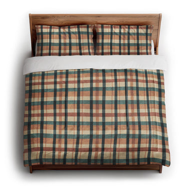 Brenton Plaid Taupe Teal in King (104" x 88") Size