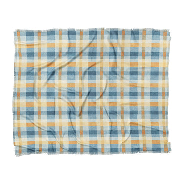 Monroe Plaid Blue & Yellow in King (104" x 88") Size