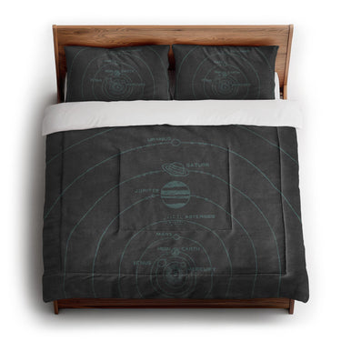 Solar System Charcoal & Teal in King (104" x 88") Size
