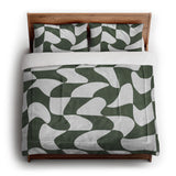 Twyla Checkered Army Green in King (104" x 88") Size