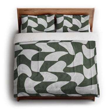 Twyla Checkered Army Green in King (104" x 88") Size