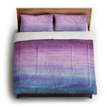 Imogen Watercolor Blue & Purple Ombre in King (104" x 88") Size