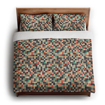 Pixel Mosaic Multicolor Earthtone in King (104" x 88") Size