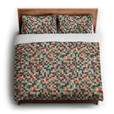 Pixel Mosaic Multicolor Earthtone in King (104" x 88") Size