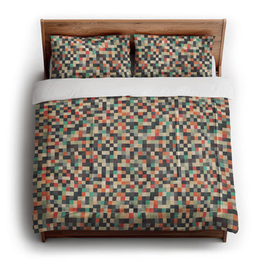 Pixel Mosaic Multicolor Earthtone in King (104" x 88") Size