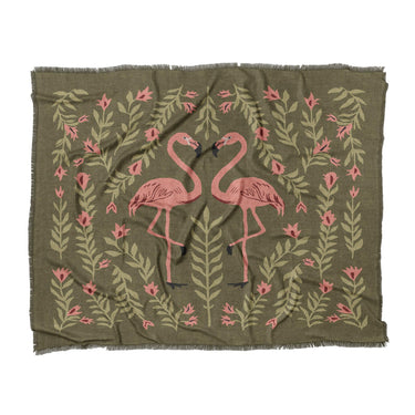 Flamingo Friends Sage Green in King (104" x 88") Size