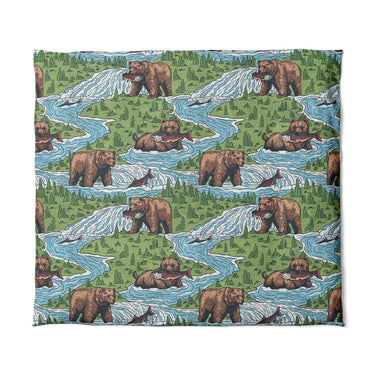 Bears Catching Salmon in King (104" x 88") Size