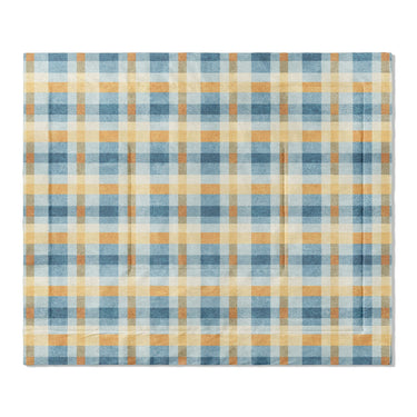 Monroe Plaid Blue & Yellow in King (104" x 88") Size