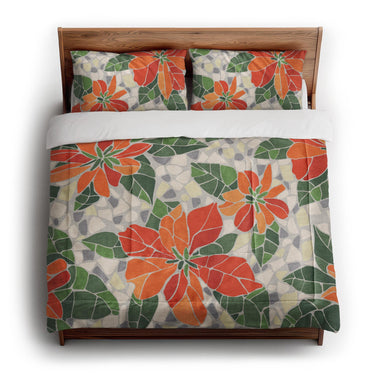 Mosaic Poinsettia Orange in King (104" x 88") Size