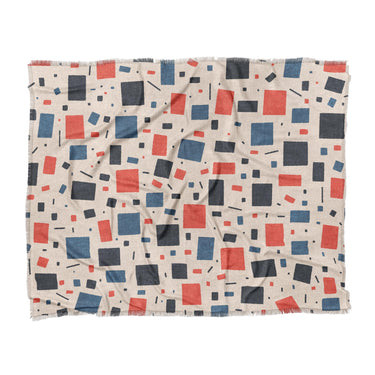 Geometric Confetti Blue & Red in King (104" x 88") Size