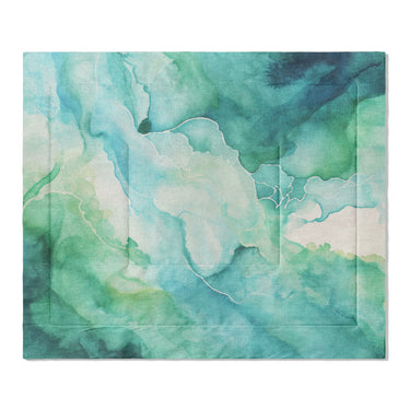 Zephyr Watercolor Blue & Green in King (104" x 88") Size