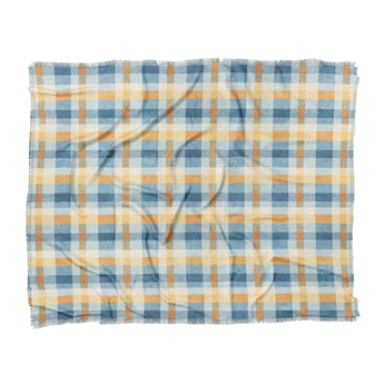 Monroe Plaid Blue & Yellow in King (104" x 88") Size