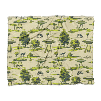 UFO Cow Abduction Toile in King (104" x 88") Size