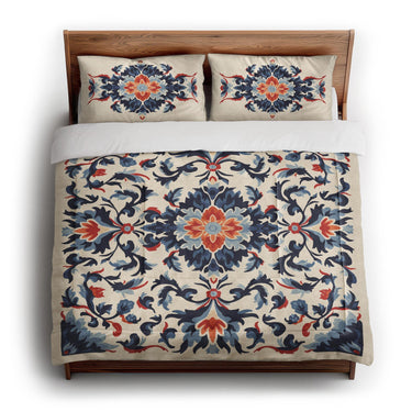 Wilhemina Navy & Red in King (104" x 88") Size