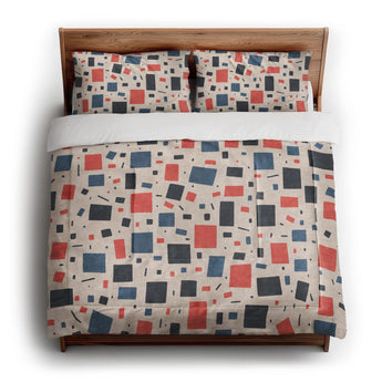 Geometric Confetti Blue & Red in King (104" x 88") Size