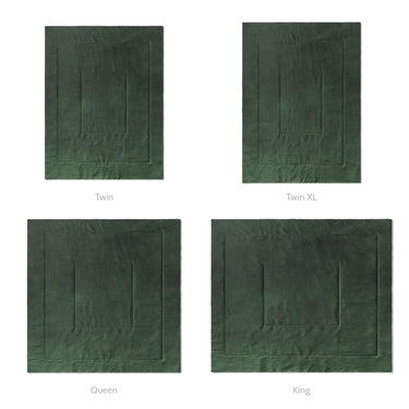 Keanu Watercolor Dark Green Ombre Mockup Comforter Sizing