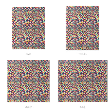 Pixel Mosaic Multicolor Midtone Mockup Comforter Sizing