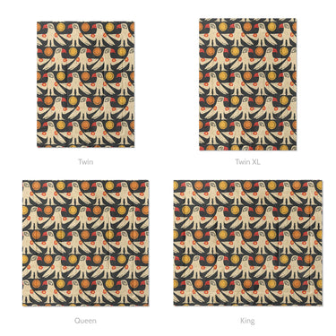 Tribal Birds Black Mockup Comforter Sizing