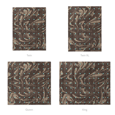 Acid Burn Brown & Carolina Blue Mockup Comforter Sizing