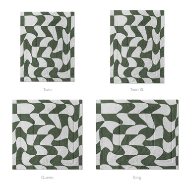 Twyla Checkered Army Green Mockup Comforter Sizing