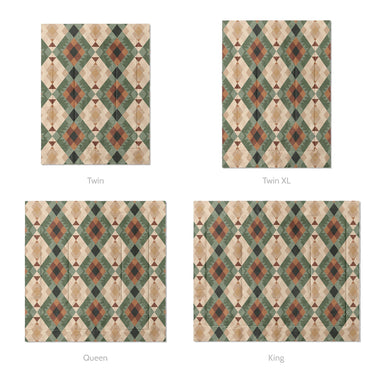 Spokane Sage Green & Taupe Mockup Comforter Sizing