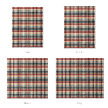 Monaghan Plaid Blue & Red Mockup Comforter Sizing