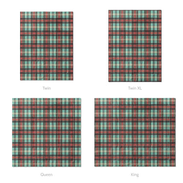 Ferguson Plaid Teal Red Mockup Comforter Sizing