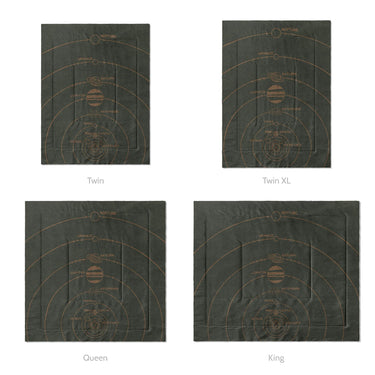 Solar System Forest & Rust Mockup Comforter Sizing