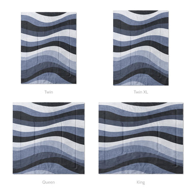 Sinuous Navy Monochrome Mockup Comforter Sizing