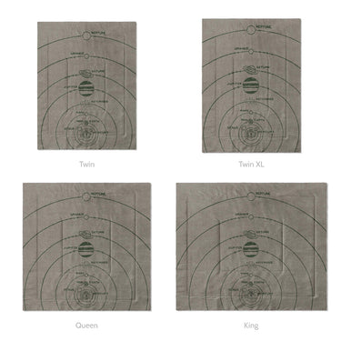 Solar System Taupe & Forest Mockup Comforter Sizing