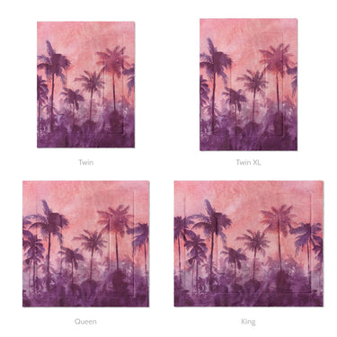 Sunset Palms Pink & Purple Mockup Comforter Sizing