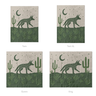 Desert Coyote Forest & Moss Green Mockup Comforter Sizing