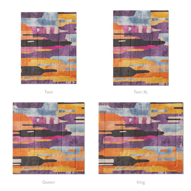 Raheem Orange & Purple Mockup Comforter Sizing