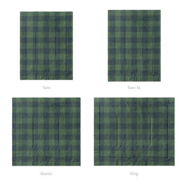 Buffalo Plaid Green Navy Mockup Comforter Sizing