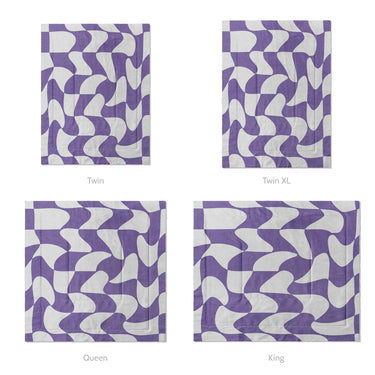 Twyla Checkered Periwinkle Mockup Comforter Sizing