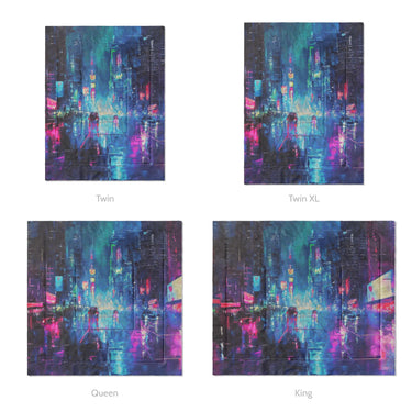 Dystopia Cityscape Mockup Comforter Sizing