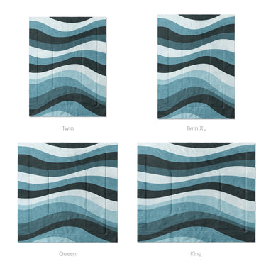 Sinuous Teal Monochrome Mockup Comforter Sizing