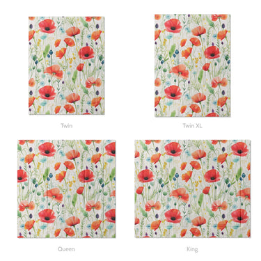 Watercolor Poppies Mockup Comforter Sizing