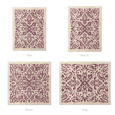 Floranna Ivory & Wine Mockup Comforter Sizing