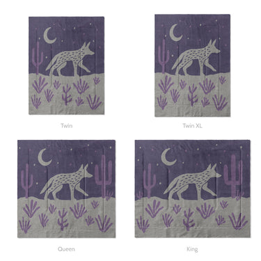 Desert Coyote Eggplant & Dusty Purple Mockup Comforter Sizing