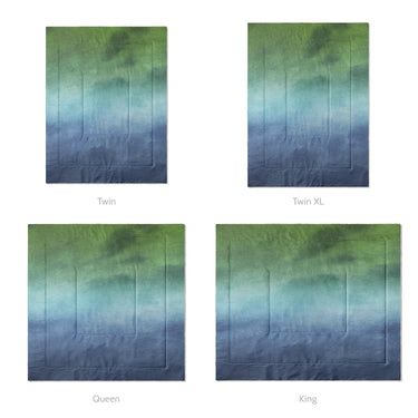 Micah Watercolor Blue & Green Mockup Comforter Sizing