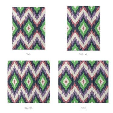 Dyani Eggplant & Matcha Mockup Comforter Sizing