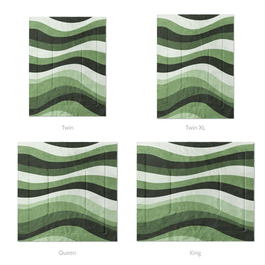 Sinuous Green Monochrome Mockup Comforter Sizing