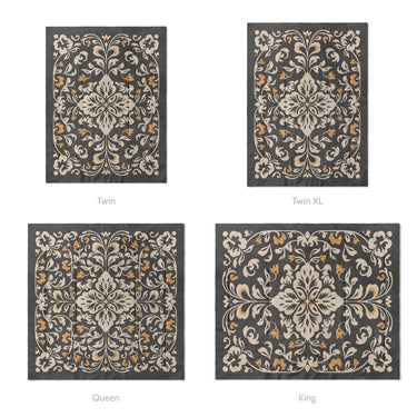 Annette Vintage Black & Yellow Mockup Comforter Sizing