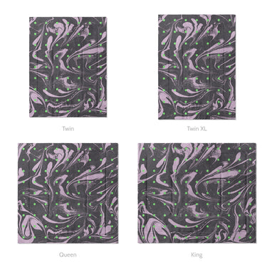 Acid Burn Purple & Green Mockup Comforter Sizing