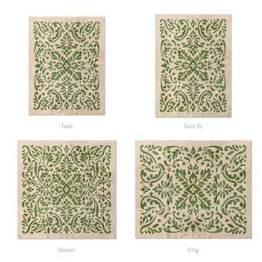 Floranna Ivory & Green Mockup Comforter Sizing