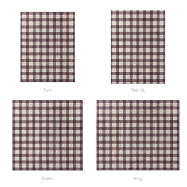 Wallace Plaid Maroon & Gold Mockup Comforter Sizing